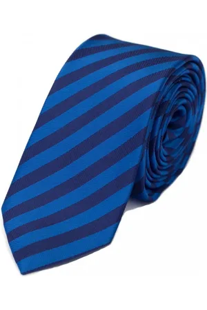 Fabio Farini Krawatte gestreifte Herren Krawatte - Tie mit Streifen in 6cm oder 8cm Breite (ohne Box, Gestreift) Breit (8cm), Stahlblau/Navyblau - Verkäufer: