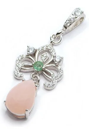 Goldene Hufeisen Kettenanhänger Pink Opal Smaragd Anhänger 925 Sterlingsilber mit Edelsteine, Rhodiniert - Verkäufer: