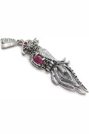 Goldene Hufeisen Kettenanhänger Rubine Markasiten Vogel Anhänger 925 Sterlingsilber mit Edelsteine, Edelsteinschmuck für Damen - Verkäufer: