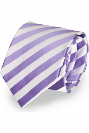 Fabio Farini Krawatte gestreifte Herren Krawatte - Tie mit Streifen in 6cm oder 8cm Breite (ohne Box, Gestreift) Schmal (6cm), Violett/Weiß - Verkäufer: