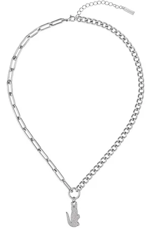 Lacoste Kette mit Anhänger Schmuck Edelstahl Halsschmuck Halskette Ankerkette CROCODILE, mit Glasstein