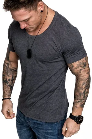 amaci T-Shirt LANCASTER Basic T-Shirt mit Rundhalsausschnitt Herren Einfarbig Vintage Rundhalsausschnitt Basic Crew Neck Shirt - Verkäufer: