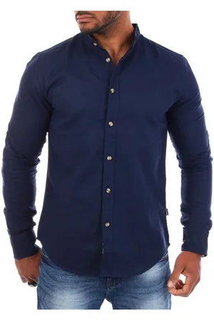 Carisma Langarmhemd Herren Leinen Baumwoll Mix Hemd 8389 Regular Langarm Stehkragen Uni - Verkäufer: fresh-style