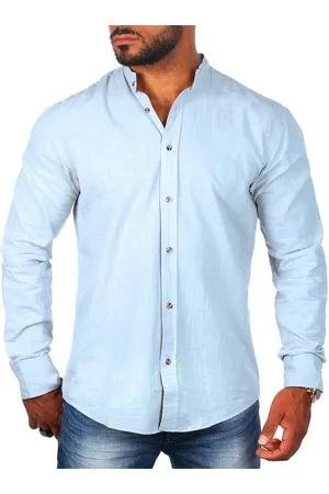 Carisma Langarmhemd Herren Leinen Baumwoll Mix Hemd 8389 Regular Langarm Stehkragen Uni - Verkäufer: fresh-style