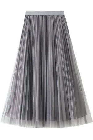 DEBAIJIA Plisseerock Damen Tüllrock Sommer Frauen Mesh Elegante Hohe Taille Midi - Verkäufer: Paciea UG