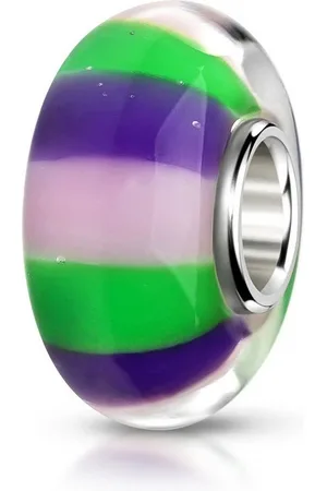 Materia Bead Glasperle Streifen Balken Muster Rosa Lila Grün 1550, Kern aus 925 Sterling Silber - Verkäufer: Schmuck