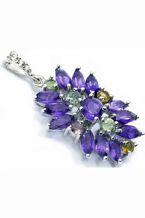 Goldene Hufeisen Kettenanhänger Amethyst Turmalin Anhänger 925 Sterlingsilber mit Edelsteine, Rhodiniert - Verkäufer: