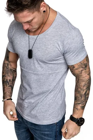 amaci T-Shirt LANCASTER Basic T-Shirt mit Rundhalsausschnitt Herren Einfarbig Vintage Rundhalsausschnitt Basic Crew Neck Shirt - Verkäufer:
