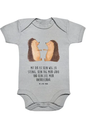 Mr. & Mrs. Panda Strampler Igel Liebe 1. - 3. Monat - Heather Grey - Geschenk, Babystrampler, Ja (1-tlg) Atmungsaktiv - Verkäufer: