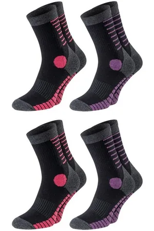 Chili Lifestyle Wandersocken HIKE Funktionssocken Trekking Wandern für Damen aus Baumwolle (Multipack, 4-Paar, 2 Farbdesigns) Weichbund ohne Gummidruck - Verkäufer: ChiliLifestyle