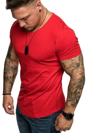 amaci T-Shirt TACOMA Basic T-Shirt mit Rundhalsausschnitt Herren Einfarbig Vintage Rundhalsausschnitt Basic Crew Neck Shirt - Verkäufer: