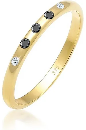 Elli DIAMONDS Verlobungsring Bandring Weiß Schwarz Diamant (0.075 ct) 375 Gold - Verkäufer: JULIE & GRACE GmbH