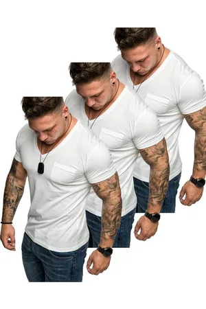amaci T-Shirt 3. PATERSON Herren T-Shirts 3er-Pack (3er-Pack) Herren Basic Oversize T-Shirt mit V-Ausschnitt - Verkäufer: