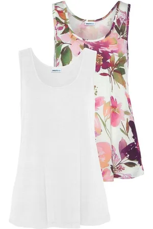 beachtime Tanktop (2er-Pack) mit Blumendruck, lockere Sommertops aus Jersey