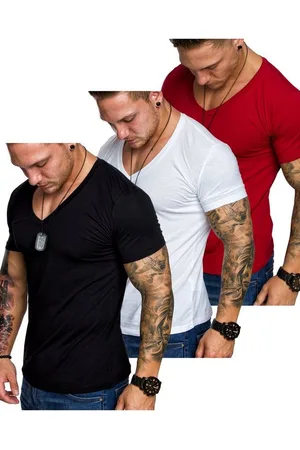 amaci T-Shirt 3. EUGENE Herren 3er-Pack T-Shirts (3er-Pack) Herren Basic Oversize T-Shirt mit V-Ausschnitt - Verkäufer: