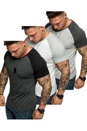amaci T-Shirt 3. SALEM 3er-Pack T-Shirts (3er-Pack) Herren Basic Oversize Kontrast Raglan T-Shirt - Verkäufer: