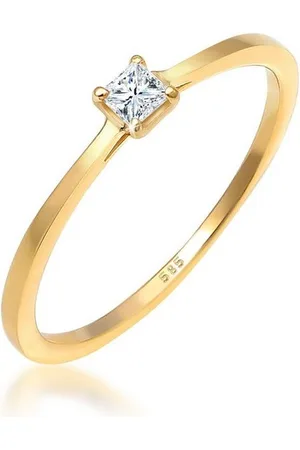 Elli DIAMONDS Verlobungsring Verlobungsring Diamant Princess Cut (0.1 ct) 585 Gelbgold - Verkäufer: JULIE & GRACE GmbH