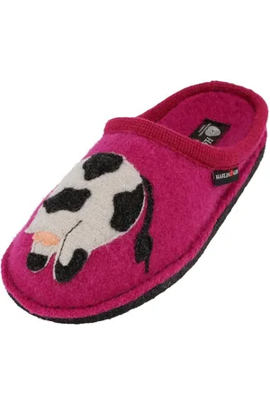 Haflinger Flair Molly Pantoffeln aus gewalkter Wolle Kuhmotiv Unisex Hausschuh - Verkäufer: Natural Slipper