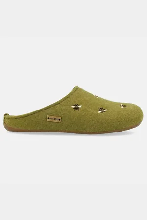 Haflinger Everest Api Filzpantofffeln mit Applikation Bienen Wechselfußbett Hausschuh - Verkäufer: Natural Slipper