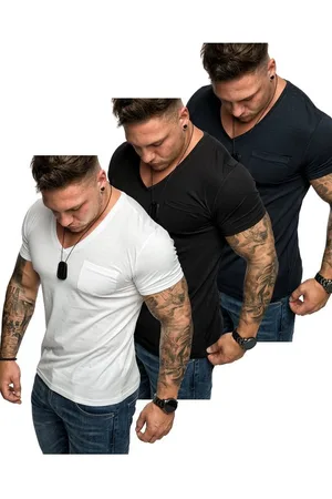 amaci T-Shirt 3. PATERSON Herren T-Shirts 3er-Pack (3er-Pack) Herren Basic Oversize T-Shirt mit V-Ausschnitt - Verkäufer: