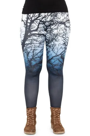 cosey Leggings Bunte Bedruckte Motiv-Leggings Baum/Wald (Einheitsgröße XS-L) Dark Tree - Verkäufer: PhoneNatic