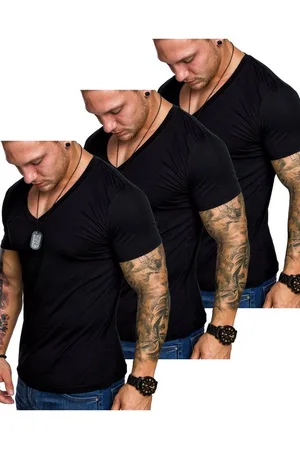 amaci T-Shirt 3. EUGENE Herren 3er-Pack T-Shirts (3er-Pack) Herren Basic Oversize T-Shirt mit V-Ausschnitt - Verkäufer: