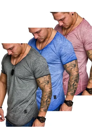 amaci T-Shirt 3. NYC Herren 3er-Pack T-Shirts (3er-Pack) Herren Basic Oversize T-Shirt mit V-Ausschnitt - Verkäufer: