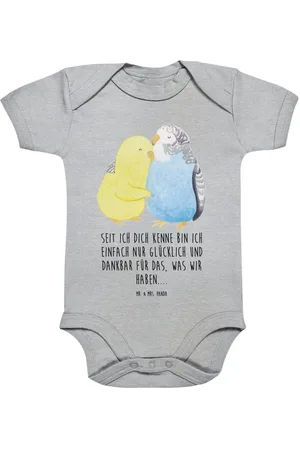 Mr. & Mrs. Panda Strampler Wellensittich Liebe 1. - 3. Monat - Heather Grey - Geschenk, Heiratsa (1-tlg) - Verkäufer: