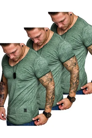 amaci T-Shirt 3. NYC Herren 3er-Pack T-Shirts (3er-Pack) Herren Basic Oversize T-Shirt mit V-Ausschnitt - Verkäufer: