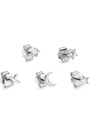 Bruno Banani Ohrstecker-Set Mulitpack Schmuck Geschenk Silber 925 Ohrschmuckset Stern Mond Kreuz (Set, 5-tlg), mit Zirkonia (synth)