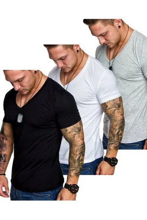 amaci T-Shirt 3. EUGENE Herren 3er-Pack T-Shirts (3er-Pack) Herren Basic Oversize T-Shirt mit V-Ausschnitt - Verkäufer: