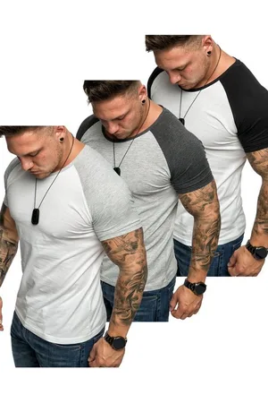 amaci T-Shirt 3. SALEM 3er-Pack T-Shirts (3er-Pack) Herren Basic Oversize Kontrast Raglan T-Shirt - Verkäufer: