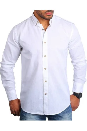 Carisma Langarmhemd Herren Leinen Baumwoll Mix Casual Hemd 8529 Regular Button-Down-Kragen Langarm Uni - Verkäufer: fresh-style