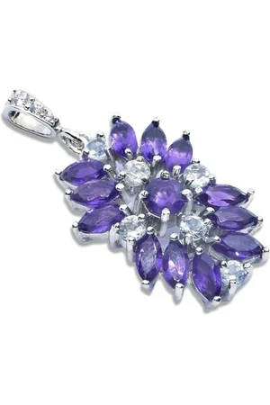 Goldene Hufeisen Kettenanhänger Amethyst Aquamarin Anhänger 925 Sterlingsilber mit Edelsteine, Rhodiniert - Verkäufer: