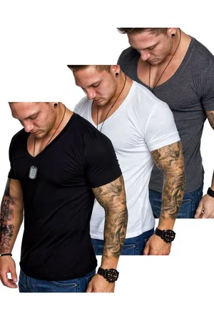 amaci T-Shirt 3. EUGENE Herren 3er-Pack T-Shirts (3er-Pack) Herren Basic Oversize T-Shirt mit V-Ausschnitt - Verkäufer: