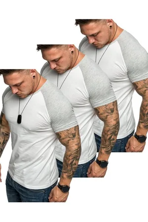 amaci T-Shirt 3. SALEM 3er-Pack T-Shirts (3er-Pack) Herren Basic Oversize Kontrast Raglan T-Shirt - Verkäufer: