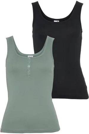KangaROOS Tanktop (Packung, 2-tlg., 2er-Pack) einmal mit und einmal ohne Knopfleiste