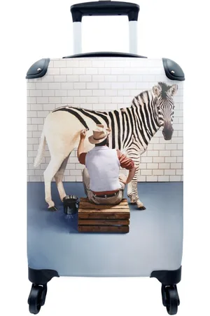 MuchoWow Handgepäckkoffer Komisches Bild eines Mannes, der ein Zebra malt, 4 Rollen, Reisetasche mit rollen, Handgepäck für Ferien, Trolley, Reisekoffer - Verkäufer: GmbH