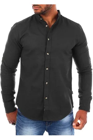 Carisma Langarmhemd Herren Leinen Baumwoll Mix Hemd 8389 Regular Langarm Stehkragen Uni - Verkäufer: fresh-style