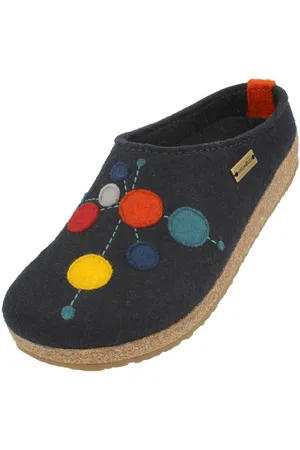Haflinger Faible Filzclog aus reinem Wollfilz mit Applikation Punktdesign Unisex Hausschuh - Verkäufer: Natural Slipper