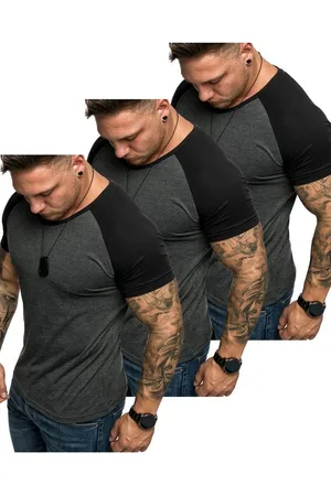 amaci T-Shirt 3. SALEM 3er-Pack T-Shirts (3er-Pack) Herren Basic Oversize Kontrast Raglan T-Shirt - Verkäufer: