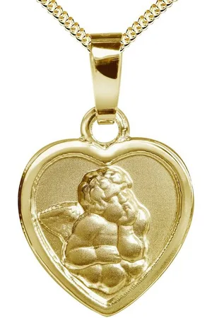 JEVELION Engelanhänger KETTENANHÄNGER Engel-Anhänger Silber vergoldet (Schutzengel, für Kinder - Mädchen), Schmuckanhänger - Made in Germany - Verkäufer: