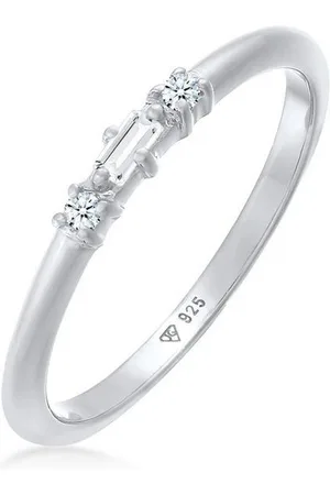 Elli DIAMONDS Fingerring Verlobungsring Diamant (0.03 ct) Rechteck 925 Silber