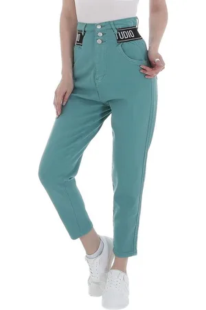 Ital-Design High-waist-Jeans Damen Freizeit Stretch High Waist Jeans in Hellgrün - Verkäufer: