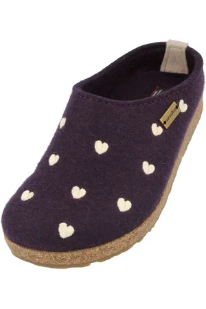 Haflinger Grizzly Cuoricino Filzclog aus reinem Wollfilz Unisex Herzmotiv Hausschuh - Verkäufer: Natural Slipper
