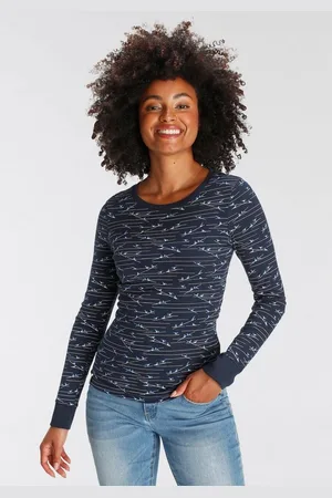 KangaROOS Langarmshirt sehr figurbetonte Passform, Rundhalsausschnitt, aus 100% Baumwolle