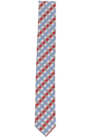 Fabio Farini Krawatte karierte Herren Schlips - Krawatte in 6cm oder 8cm Breite (ohne Box, Kariert) Breit (8cm), Weiß/Hellblau/Rot/Silbergrau - Verkäufer: