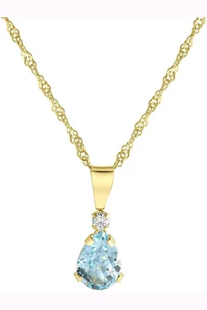 ELLEN K. Kette mit Anhänger 375 Gold mit Blautopas (beh) und Zirkonia