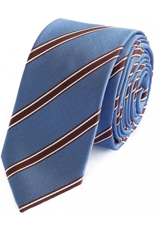 Fabio Farini Krawatte gestreifte Herren Krawatte - Tie mit Streifen in 6cm oder 8cm Breite (ohne Box, Gestreift) Breit (8cm), Hellblau/Braun/Weiß - Verkäufer: