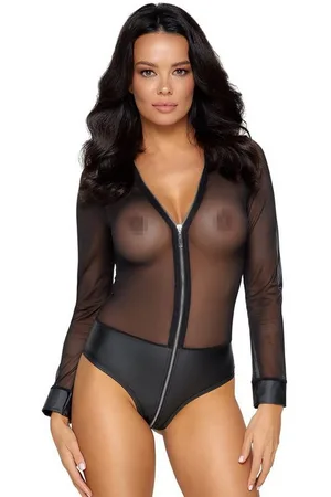 Cottelli Collection Body Transparenter Wetlook-Body mit Reißverschluss - (1-tlg) Reißverschluss vom Hals bis in den Schritt - Verkäufer: Sandritas